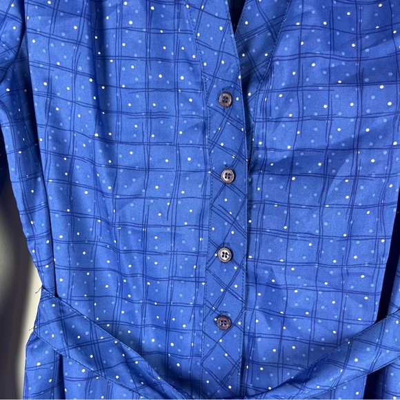 New VTG Schrader Sport Lightweight Belted Blue Polka Dot Button Midi Dress 6P - Picture 9 of 14